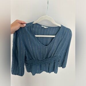 Blue v neck top